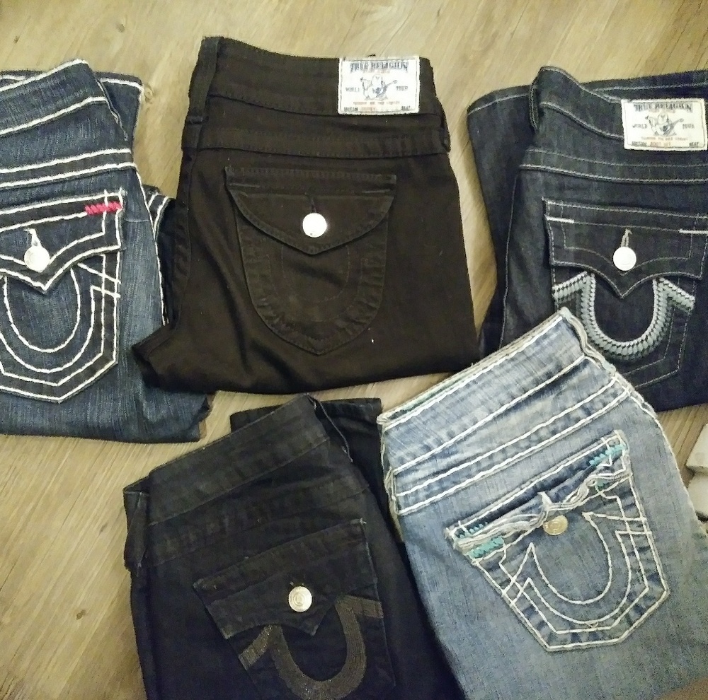 Size 28 Woman Tru Religion jeans.